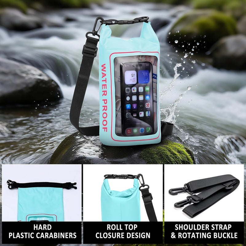 GPUSFAK 154 Pieces Waterproof Boat First Aid Kit Dry Bag with Cell Phone Bug Out Bags Pouch Roll Top Boat Emergency Kit 2-in-1 for Camping Fishing Kayaking Swimming Rafting - Image 5